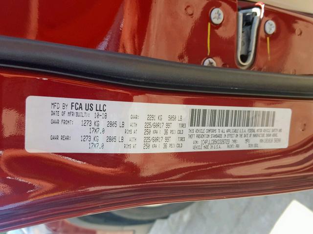 1C4PJLCB5KD326723 - 2019 JEEP CHEROKEE L RED photo 10