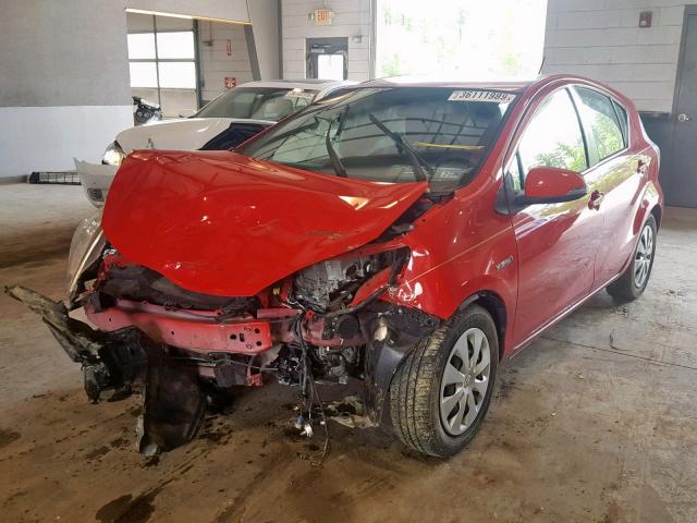 JTDKDTB35C1501518 - 2012 TOYOTA PRIUS C RED photo 2