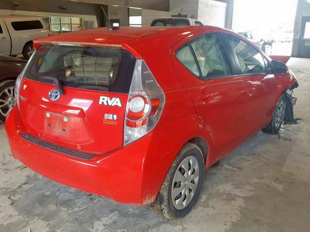 JTDKDTB35C1501518 - 2012 TOYOTA PRIUS C RED photo 4