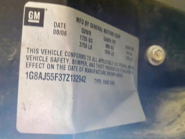 1G8AJ55F37Z132942 - 2007 SATURN ION LEVEL MAROON photo 10