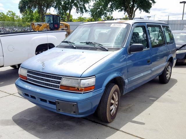 2P4GH2536SR381752 - 1995 PLYMOUTH VOYAGER BLUE photo 2