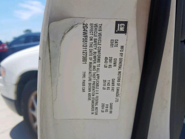 2G4WF551311273801 - 2001 BUICK REGAL GS Ақ фото 10