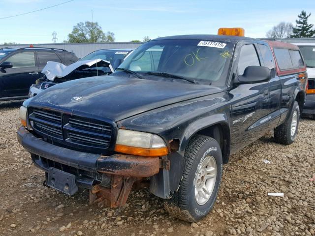 1B7GG22NX1S260300 - 2001 DODGE DAKOTA BLACK photo 2