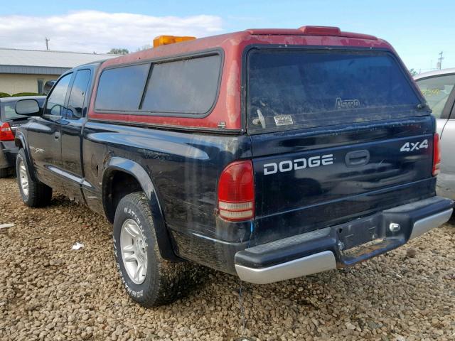 1B7GG22NX1S260300 - 2001 DODGE DAKOTA BLACK photo 3