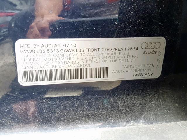 WAUKGAFB2BN014391 - 2011 AUDI A6 PRESTIG BLUE photo 10