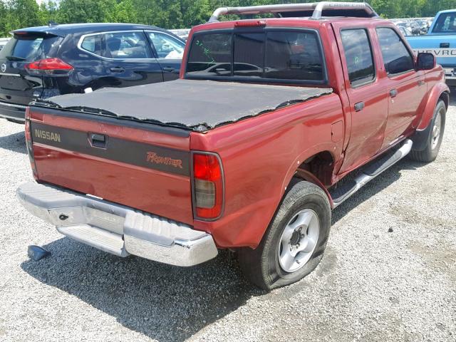 1N6ED27T8YC367516 - 2000 NISSAN FRONTIER C RED photo 4