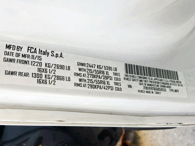 ZFBERFBT6G6B58555 - 2016 RAM PROMASTER 白色 照片 10