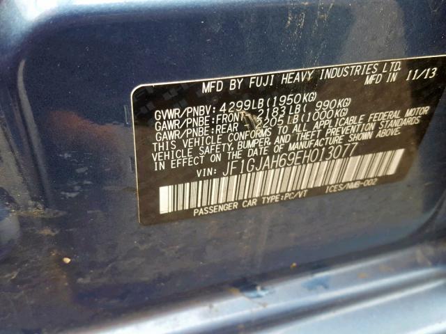 JF1GJAH69EH013077 - 2014 SUBARU IMPREZA LI BLUE photo 10