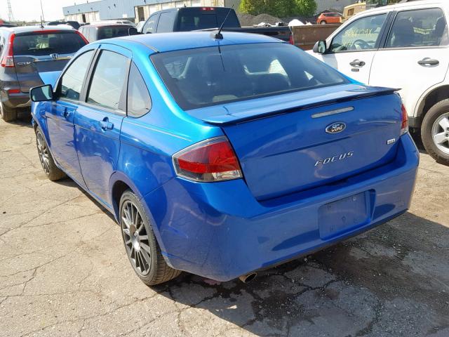 1FAHP3GN3BW102335 - 2011 FORD FOCUS SES BLUE photo 3