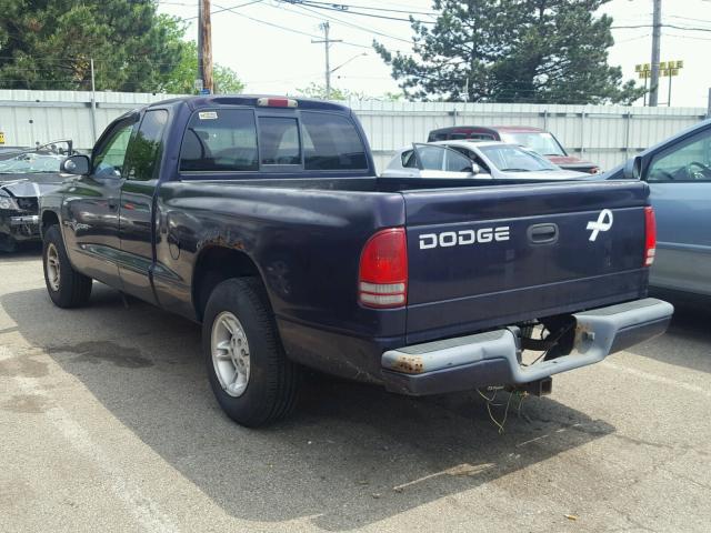 1B7GL22X3XS193478 - 1999 DODGE DAKOTA BLUE photo 3