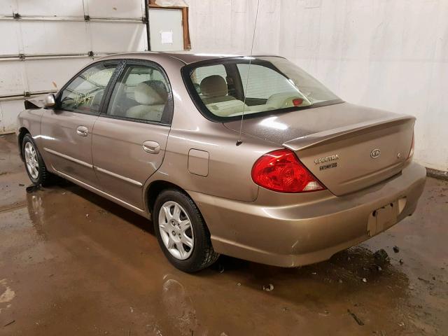 KNAFB121645307419 - 2004 KIA SPECTRA BA TAN photo 3