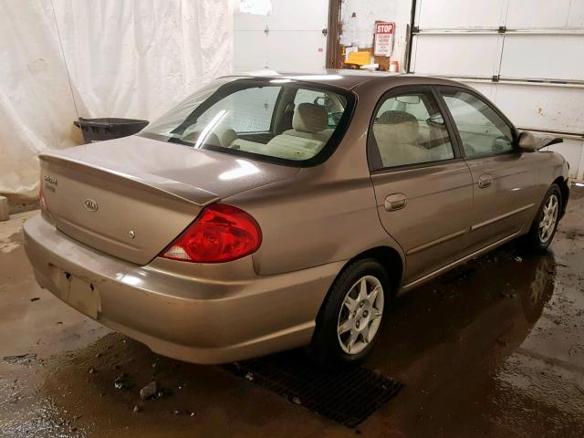 KNAFB121645307419 - 2004 KIA SPECTRA BA TAN photo 4