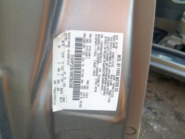 1FAHP32N18W286268 - 2008 FORD FOCUS S/SE GRAY photo 10