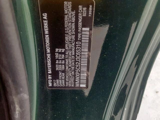 WMWXP5C52J3C65310 - 2018 MINI COOPER GREEN photo 10