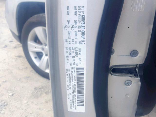 1C4NJDBB6DD192421 - 2013 JEEP COMPASS SP ვერცხლისფერი ფოტო 10