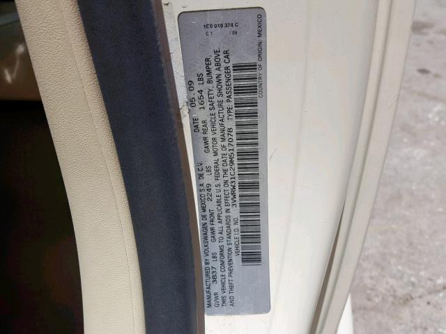 3VWRW31C29M517078 - 2009 VOLKSWAGEN NEW BEETLE Krem foto 10