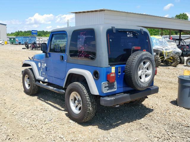 1J4FA49S73P348614 - 2003 JEEP WRANGLER / BLUE photo 3