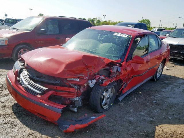 2G1WF52E859126420 - 2005 CHEVROLET IMPALA RED photo 2