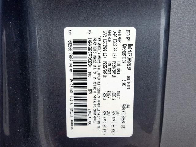 1A8HX58257F503850 - 2007 CHRYSLER ASPEN LIMI GRAY photo 10