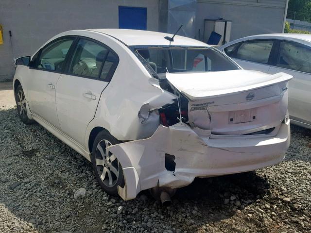 3N1AB6AP0CL769797 - 2012 NISSAN SENTRA 2.0 WHITE photo 3