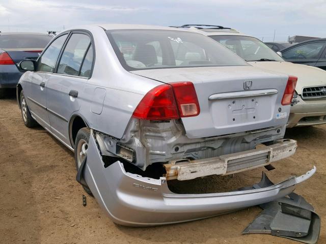 2HGES16162H506504 - 2002 HONDA CIVIC DX SILVER photo 3