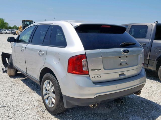 2FMDK3JC2DBA33118 - 2013 FORD EDGE SEL SILVER photo 3