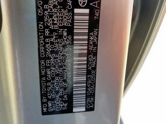 JTNBE46K873121356 - 2007 TOYOTA CAMRY CE  photo 10