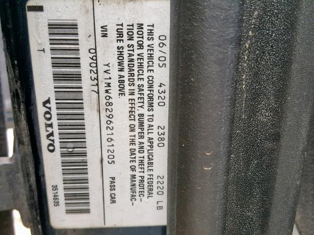 YV1MW682962161205 - 2006 VOLVO V50 T5 BLUE photo 10