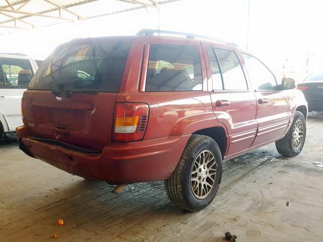 1J4GX58S64C128951 - 2004 JEEP GRAND CHER BURGUNDY photo 4