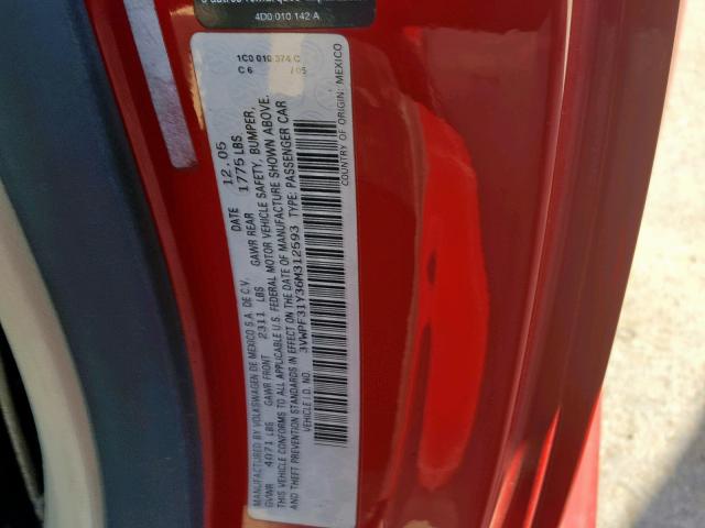 3VWPF31Y36M312593 - 2006 VOLKSWAGEN NEW BEETLE Qırmızı foto 10