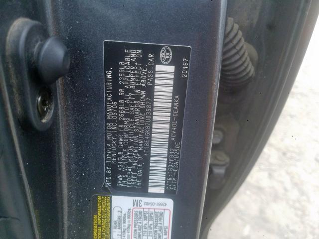 4T1BE46K87U035877 - 2007 TOYOTA CAMRY CE  photo 10