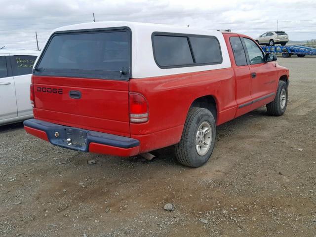 1B7GL22X0YS764717 - 2000 DODGE DAKOTA RED photo 4