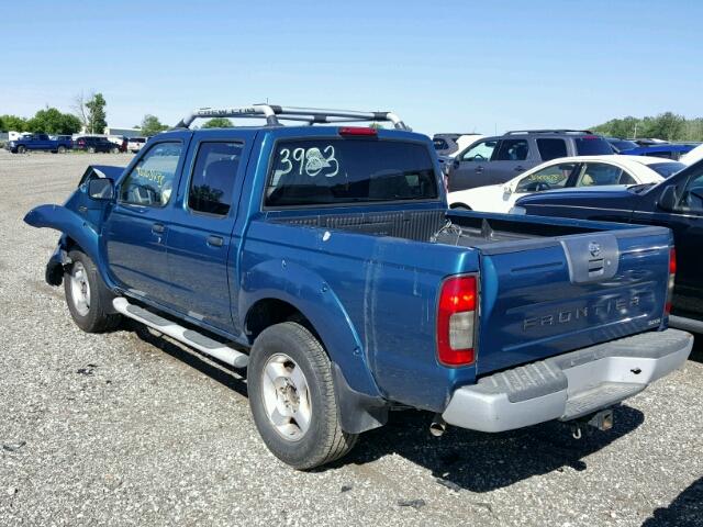 1N6ED27T71C378447 - 2001 NISSAN FRONTIER C BLUE photo 3