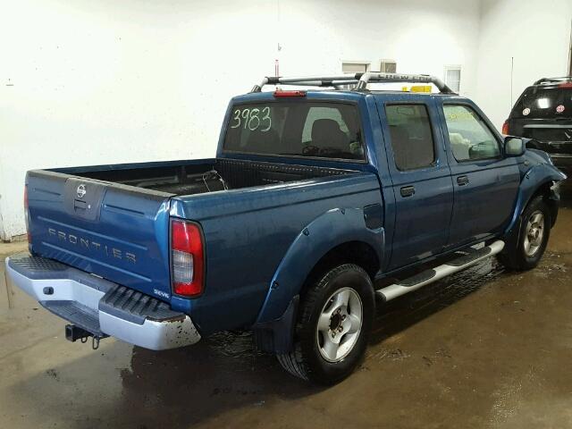 1N6ED27T71C378447 - 2001 NISSAN FRONTIER C BLUE photo 4