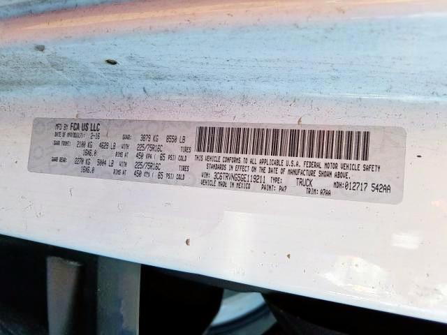 3C6TRVNG5GE119211 - 2016 RAM PROMASTER 1500 1500 STANDARD  photo 10