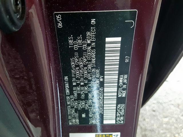 JTLKT334054025145 - 2005 TOYOTA SCION XB  Foto 10