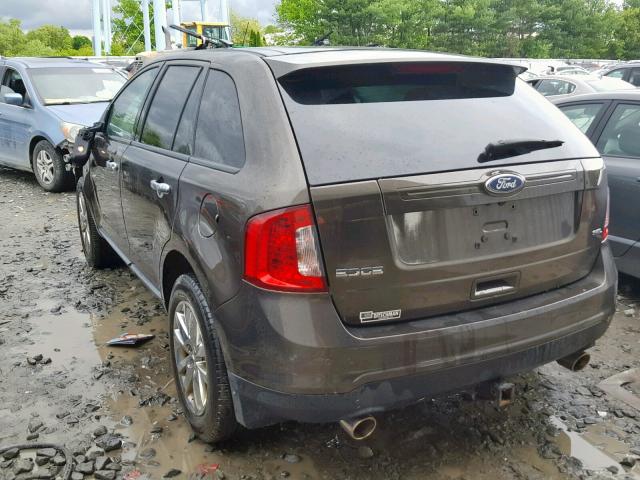 2FMDK3JC8BBA21584 - 2011 FORD EDGE SEL BROWN photo 3