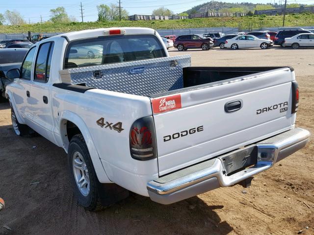 1D7HG48N14S609054 - 2004 DODGE DAKOTA QUA WHITE photo 3