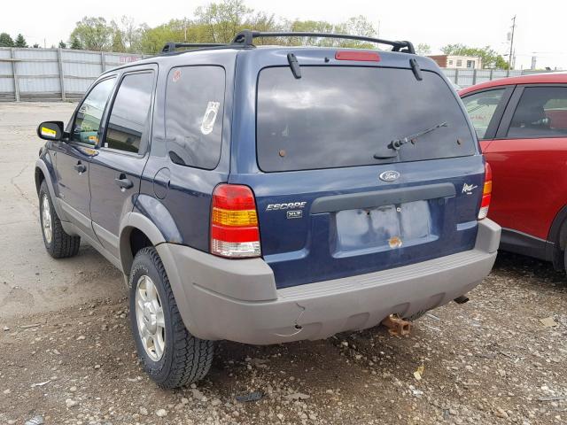 1FMYU04142KC90885 - 2002 FORD ESCAPE XLT BLUE photo 3