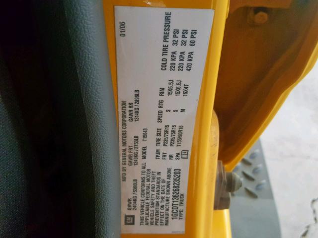 1GCDT136268235203 - 2006 CHEVROLET COLORADO YELLOW photo 10