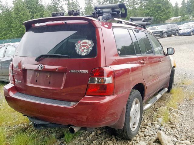 JTEEP21A260136560 - 2006 TOYOTA HIGHLANDER MAROON photo 4