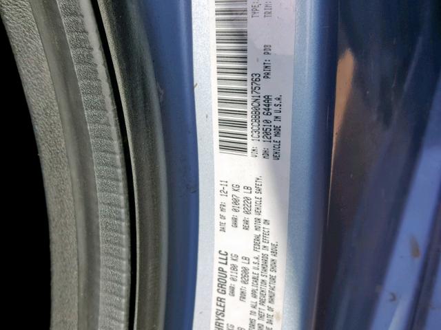 1C3CCBBB0CN175763 - 2012 CHRYSLER 200 TOURIN BLUE photo 10