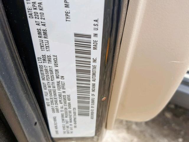 4S4BP86C154351726 - 2005 SUBARU LEGACY OUT BLACK photo 10