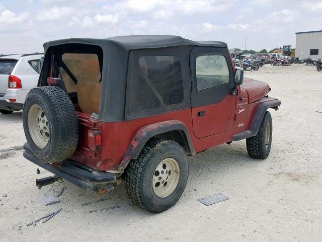 1J4FY19S6WP722287 - 1998 JEEP WRANGLER / RED photo 4