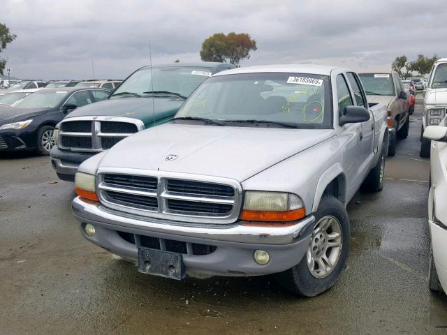 1B7HL48N42S642584 - 2002 DODGE DAKOTA QUA SILVER photo 2