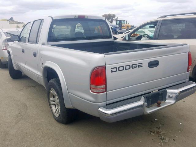 1B7HL48N42S642584 - 2002 DODGE DAKOTA QUA SILVER photo 3