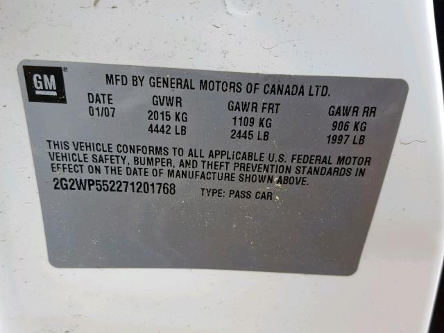 2G2WP552271201768 - 2007 PONTIAC GRAND PRIX 白色 照片 10