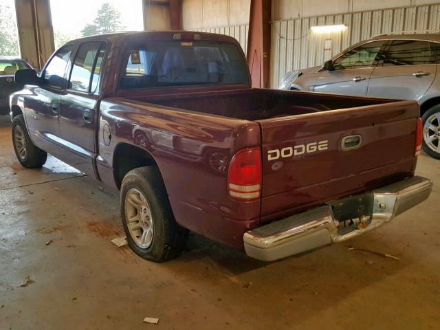 1B7HL2AN11S252894 - 2001 DODGE DAKOTA QUA BURGUNDY photo 3