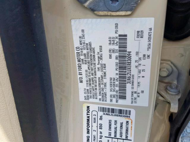 3LN6L2LUXER830094 - 2014 LINCOLN MKZ HYBRID TAN photo 10