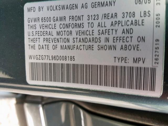 WVGZG77L96D008185 - 2006 VOLKSWAGEN TOUAREG 3. BLUE photo 10